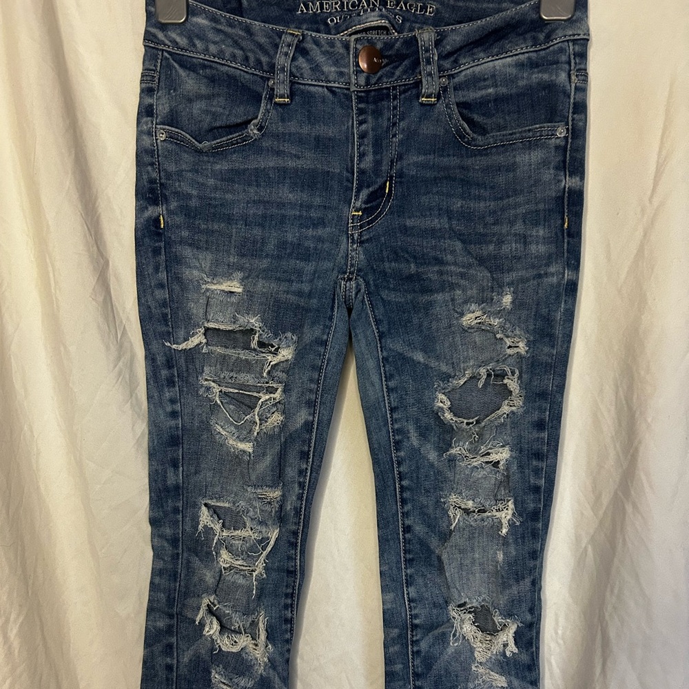 American Eagle Outfitters Ripped Blue Boyfriend Jeans